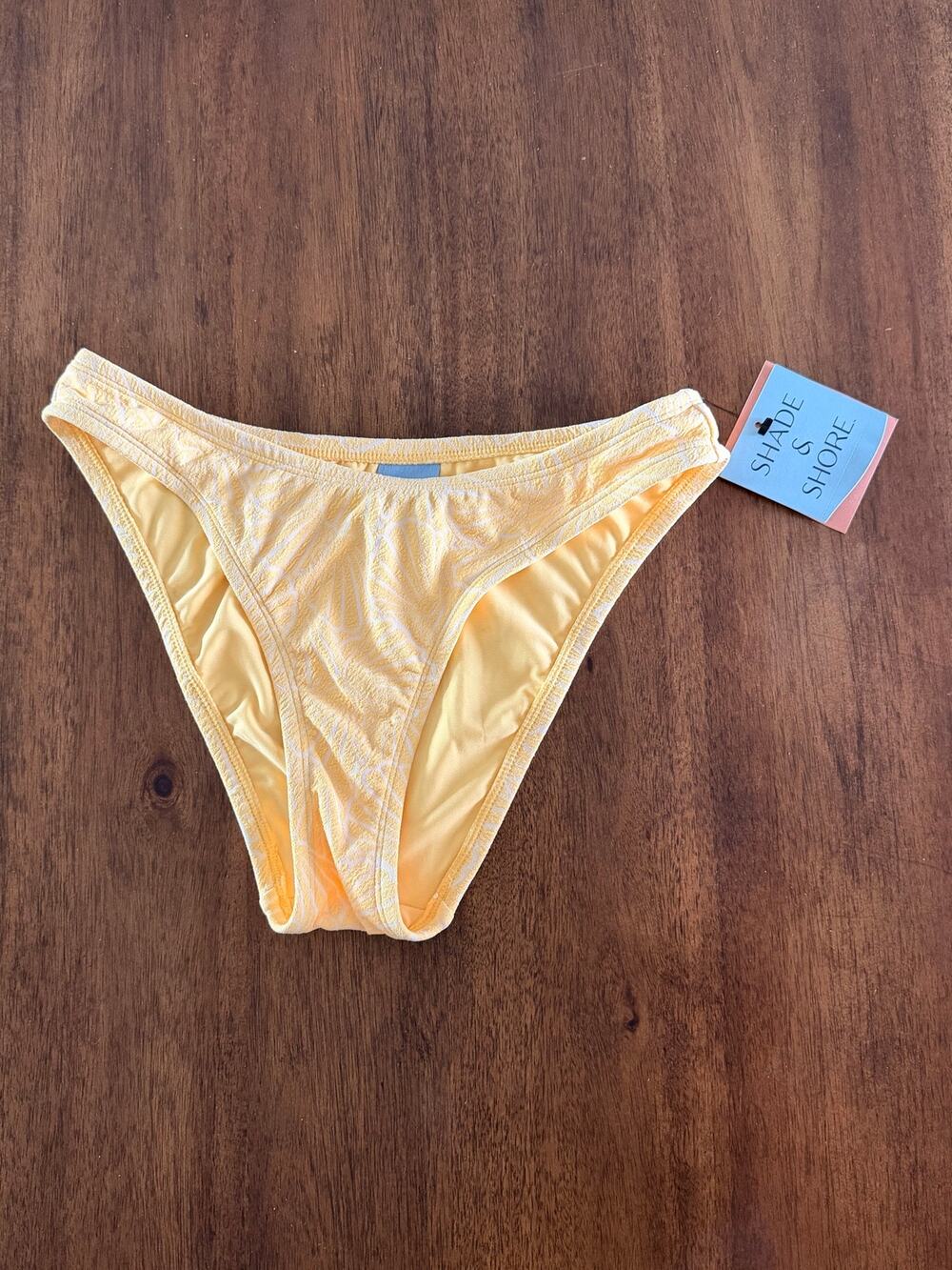 Shade & Shore Small Yellow Textured Bikini Bottoms Swimsuit Bottoms NWT